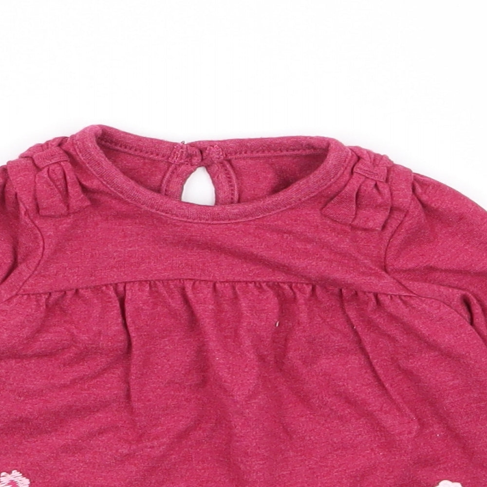 Asda George Girls Purple Floral  T-Shirt Dress  Size 0-3 Months