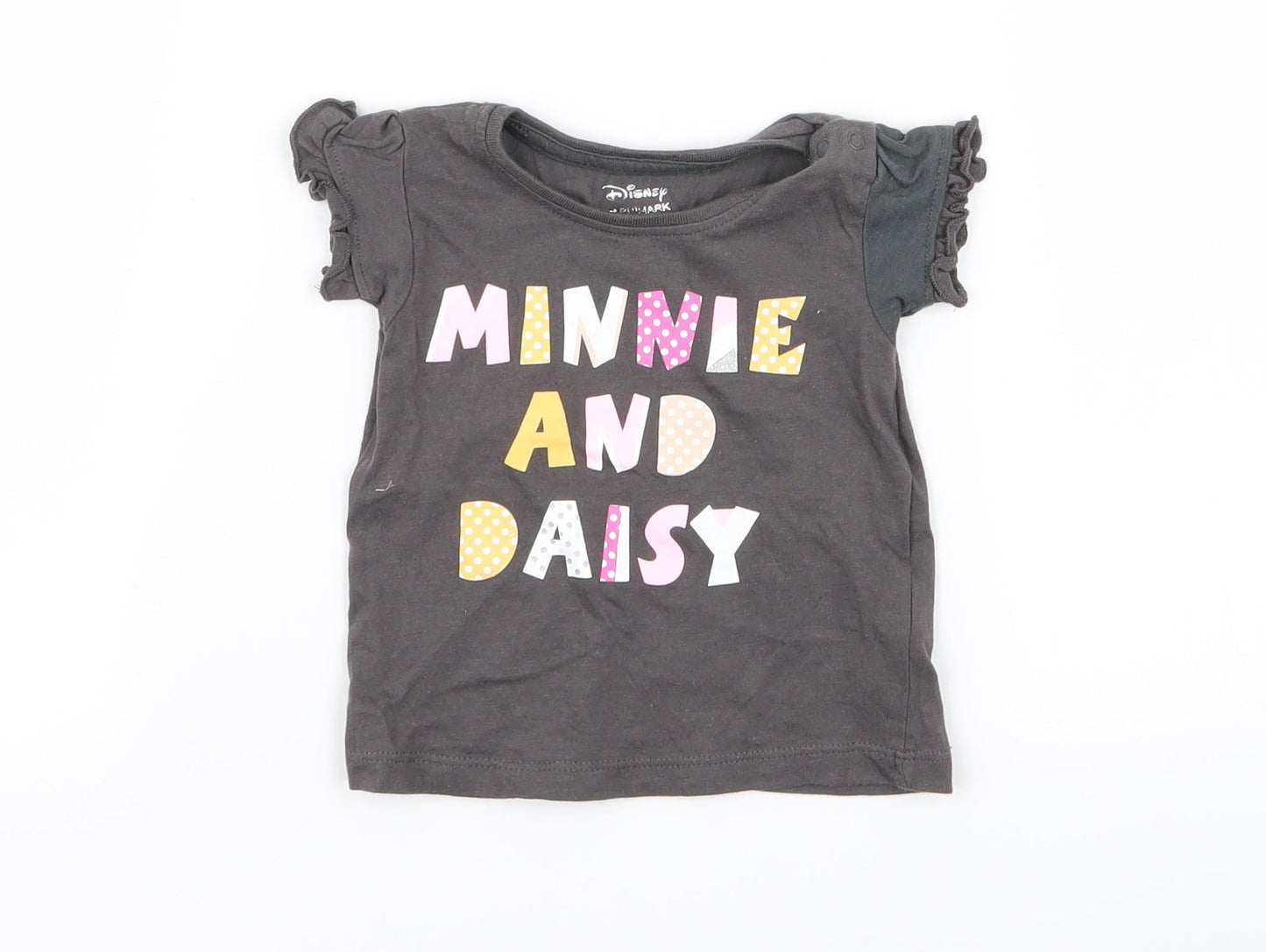 Primark Girls Grey   Basic T-Shirt Size 3-6 Months  - disney