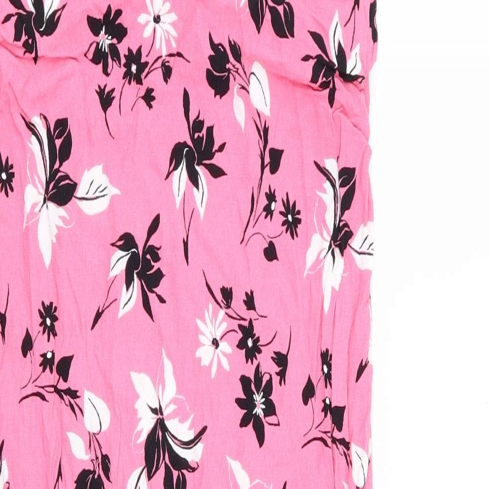 M&S Womens Pink Floral  A-Line  Size 10