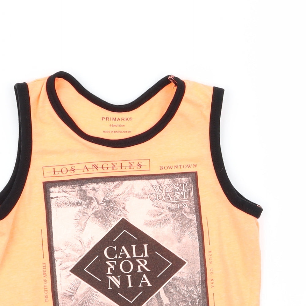 Primark Boys Orange   Basic Tank Size 4-5 Years