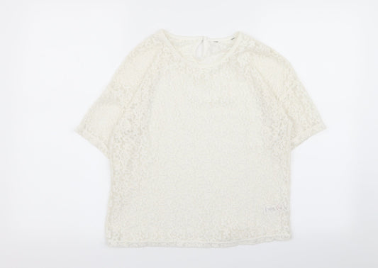 Asda George Girls White Geometric  Basic T-Shirt Size 11-12 Years