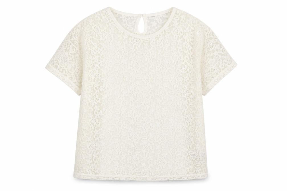 Front view of Asda George girls’ white geometric basic t-shirt, size 11-12, years