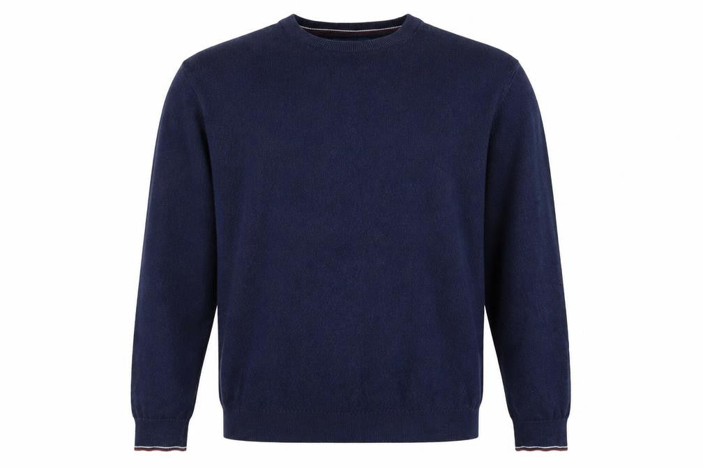 Front view of Easy men’s blue jumper, size L