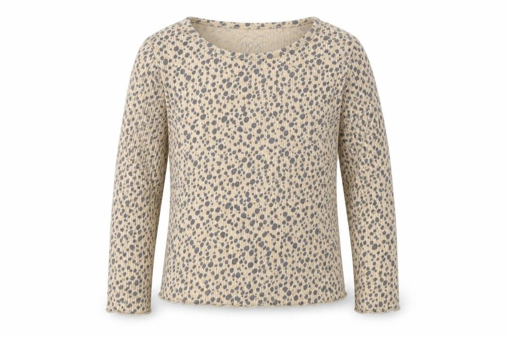 Front view of Next girls’ beige animal print basic t-shirt, size 2-3, years