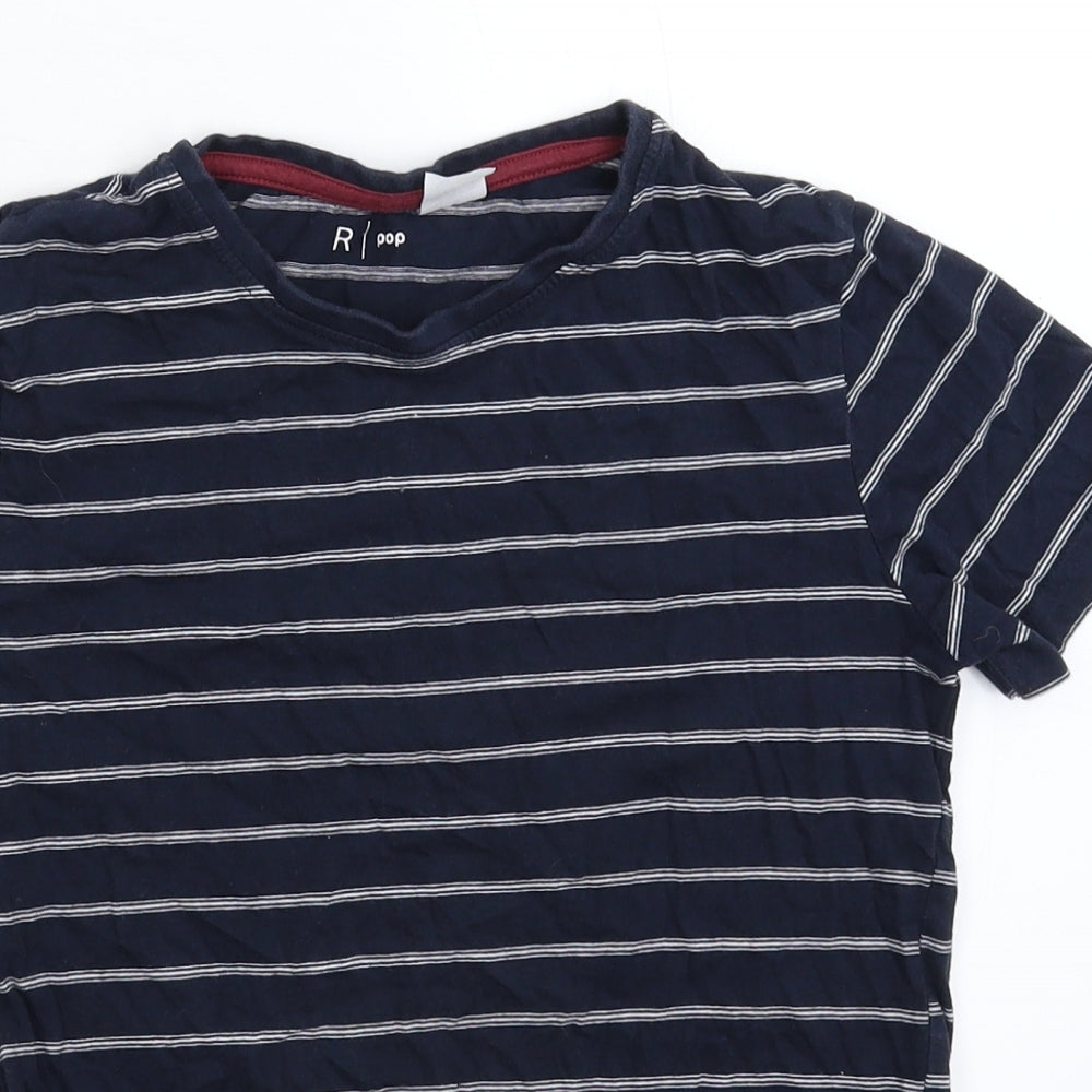 POP Boys Blue Striped  Basic T-Shirt Size 12 Years