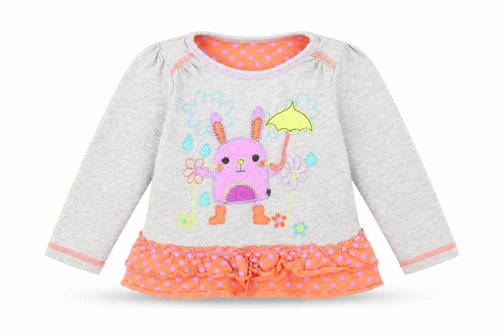 Front view of George girls’ grey t-shirt dress, size 18-24, months