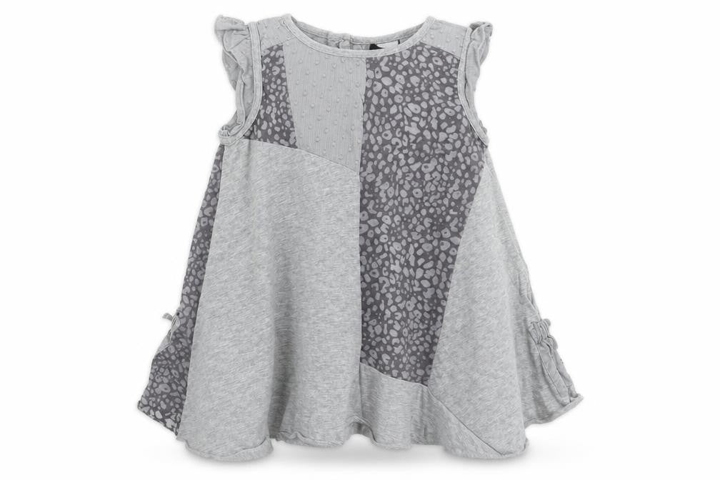 Front view of Next girls’ grey animal print fit & flare, size 12-18, months