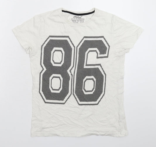 Rebel Boys White   Basic T-Shirt Size 10-11 Years