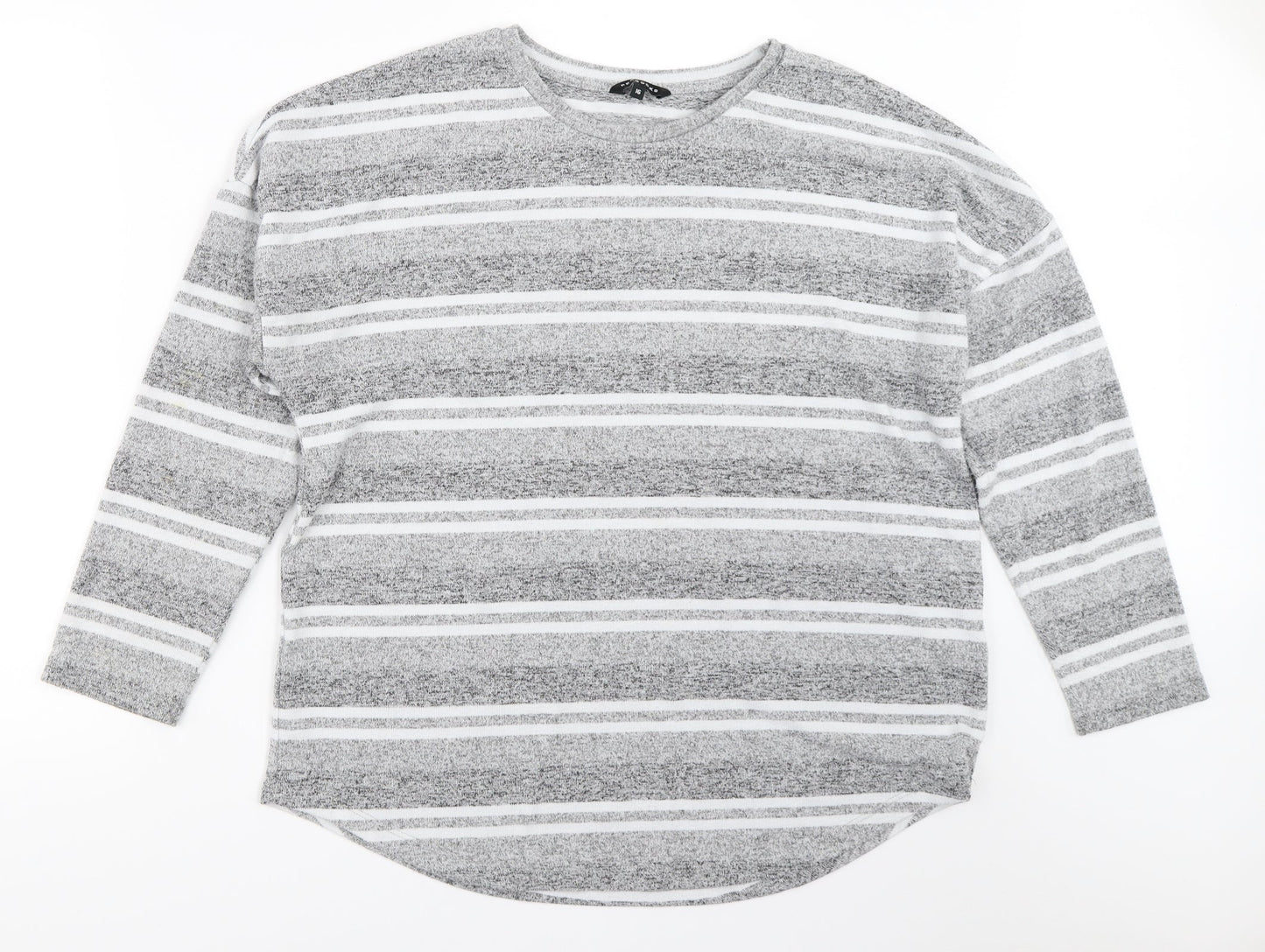 Peacocks Womens Grey Striped  Pullover Jumper Size 16