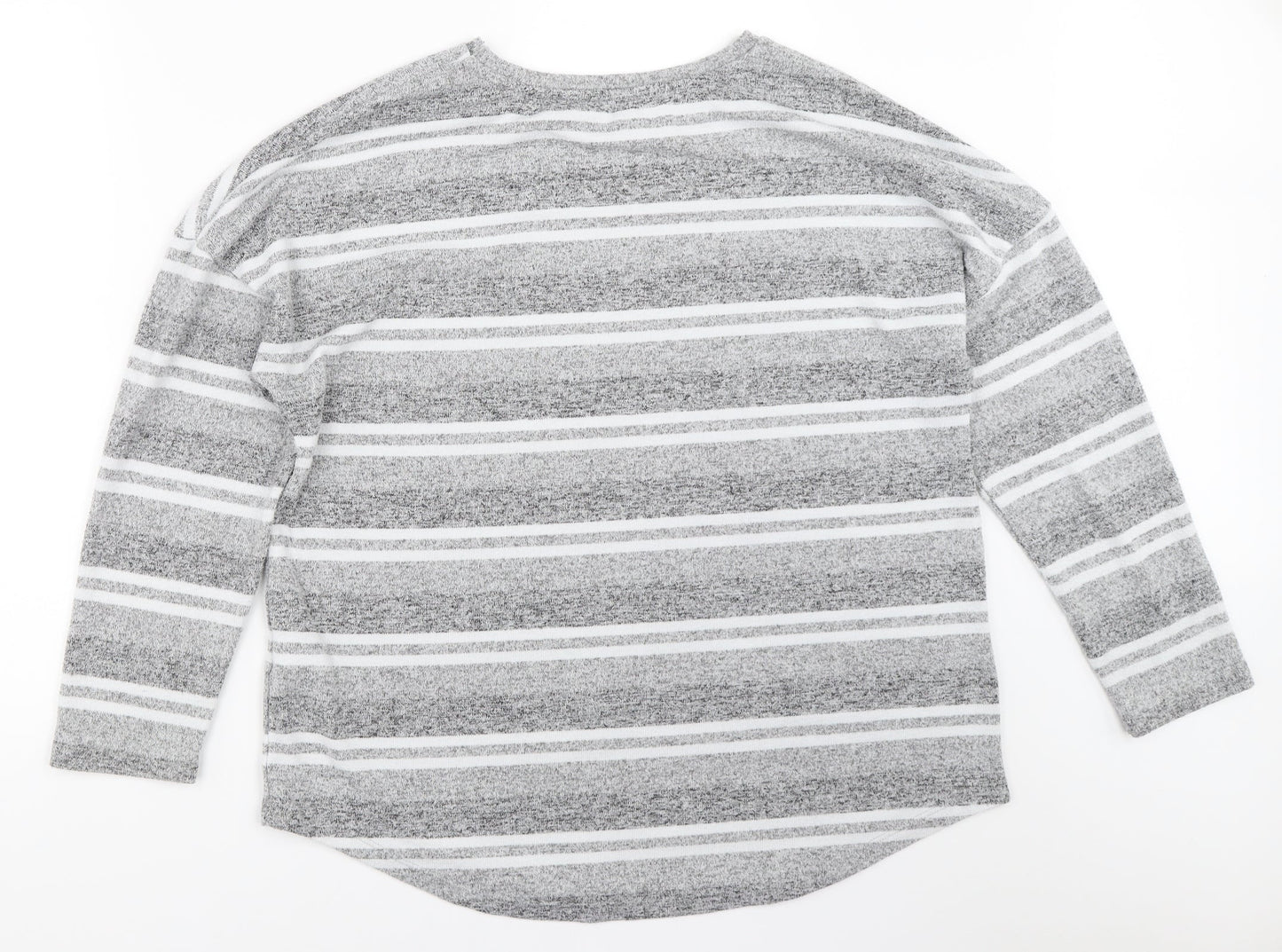 Peacocks Womens Grey Striped  Pullover Jumper Size 16