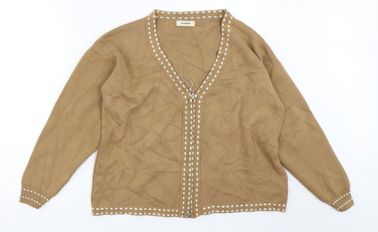 Glamify Womens Beige   Full Zip Jumper Size M