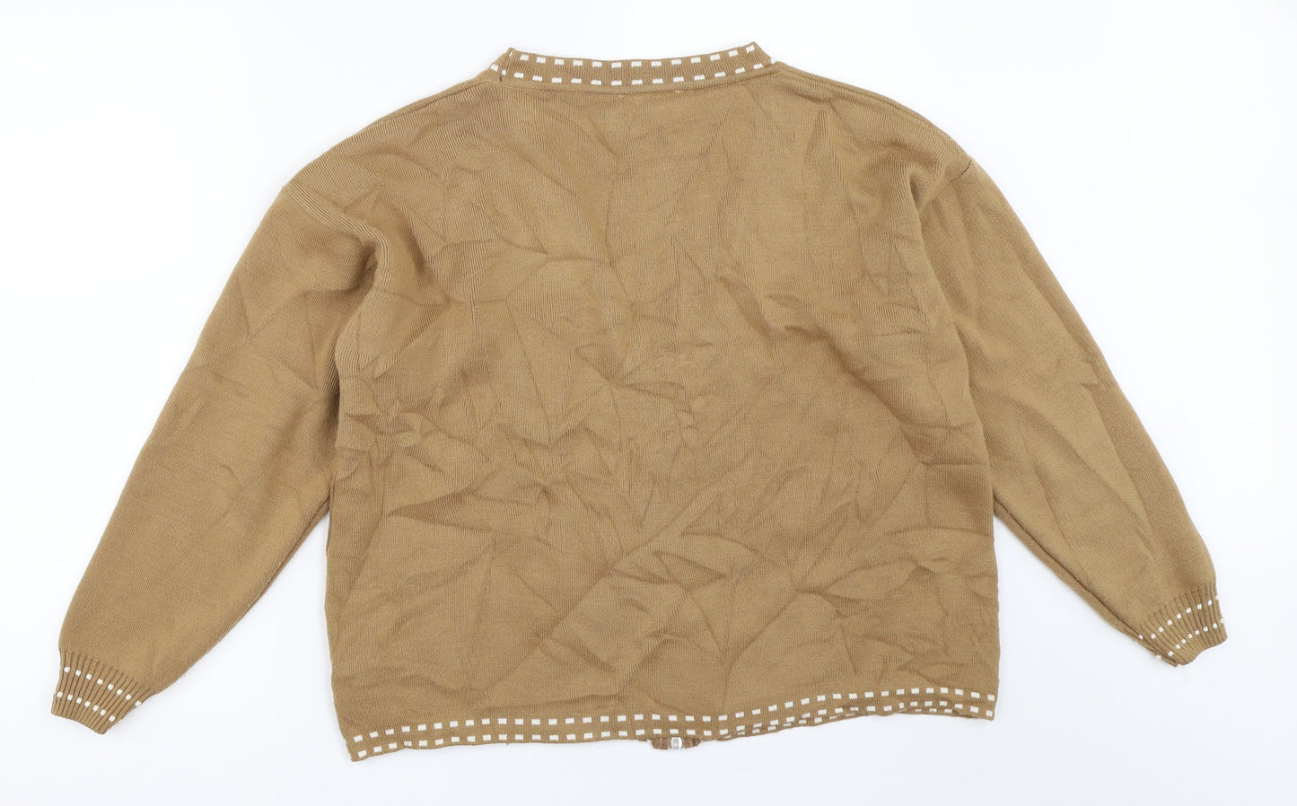 Glamify Womens Beige   Full Zip Jumper Size M