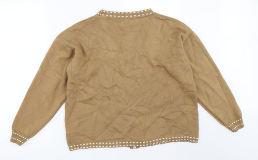 Glamify Womens Beige   Full Zip Jumper Size M