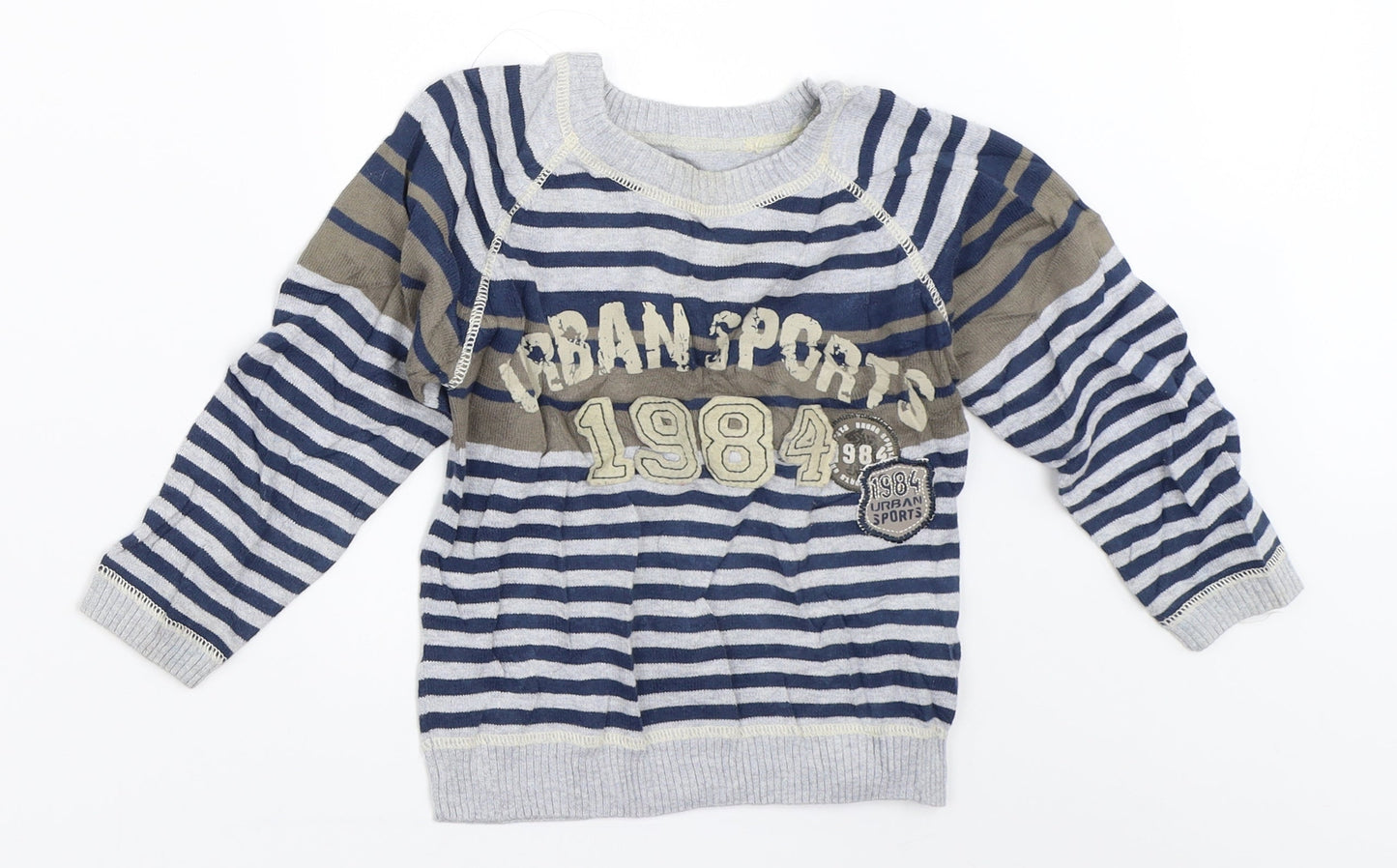 Matalan Boys Grey Striped  Pullover Jumper Size 2-3 Years