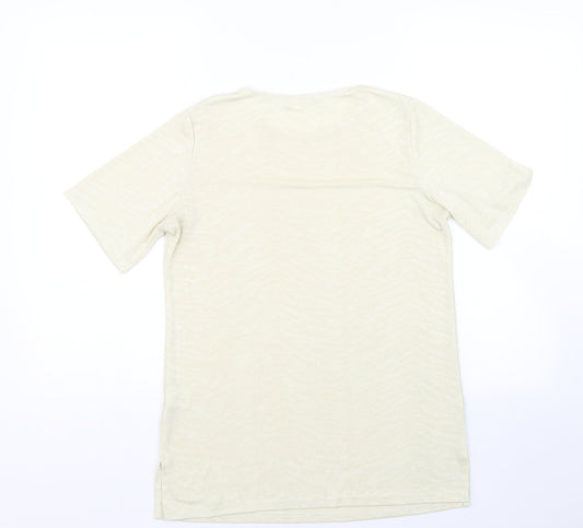 Preworn Womens Yellow Animal Print  Basic T-Shirt Size 12