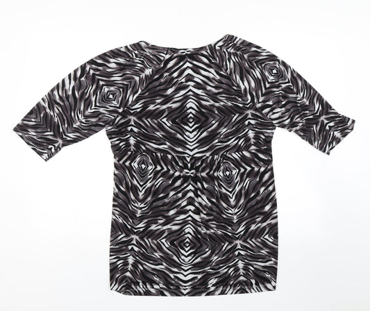 BM Womens Black Animal Print  Basic T-Shirt Size 16