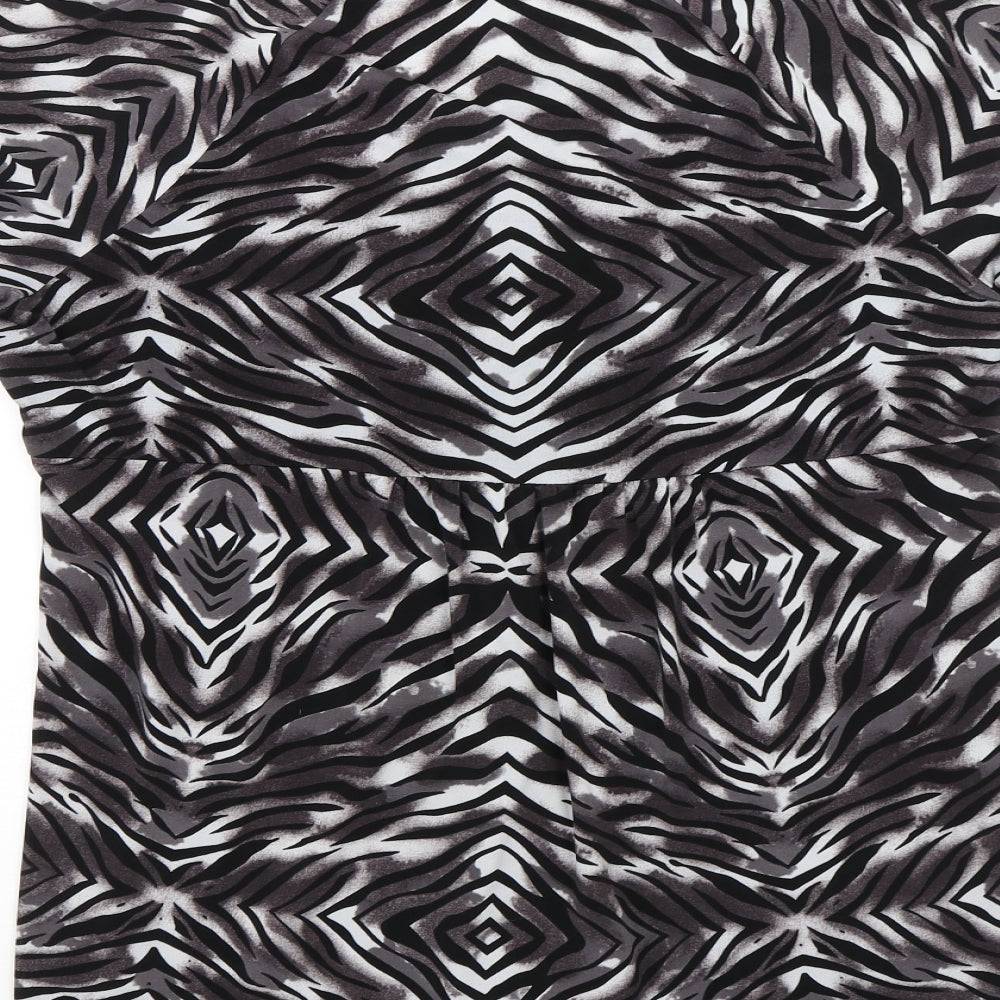BM Womens Black Animal Print  Basic T-Shirt Size 16