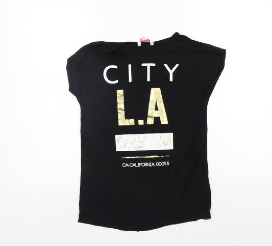 Evie Girls Black   Basic T-Shirt Size 7-8 Years