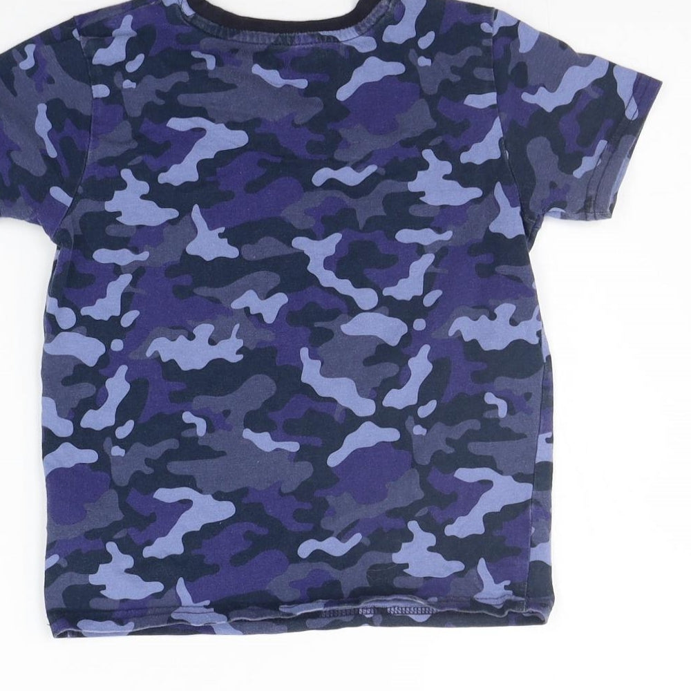 Primark Girls Blue Geometric  Basic T-Shirt Size 5-6 Years