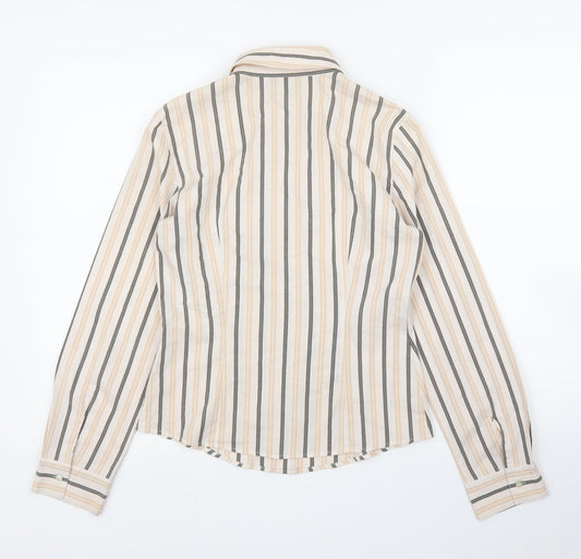 Lineaemma Womens Beige Striped  Basic Button-Up Size 12
