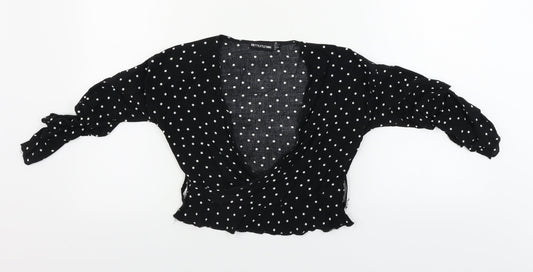 PRETTYLITTLETHING Womens Black Polka Dot  Basic Blouse Size 4