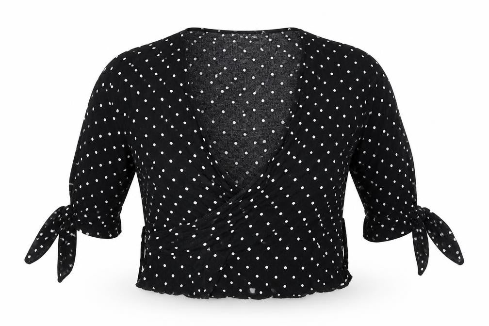 PRETTYLITTLETHING Womens Black Polka Dot  Basic Blouse Size 4
