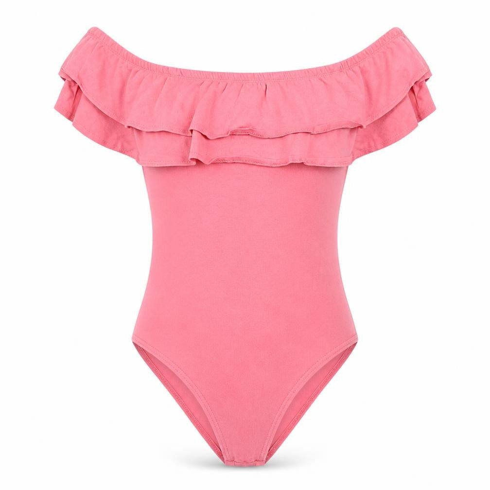 Front view of Miss Selfridge women’s pink bodysuit one-piece, size UK 6