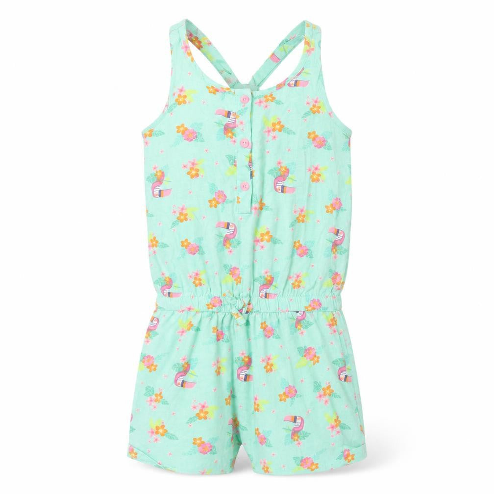 Dunnes Girls Green Floral  Playsuit One-Piece Size 5 Years