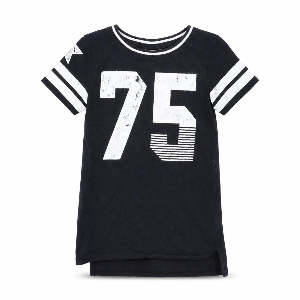 Front view of Next girls’ black basic t-shirt, size 6, years