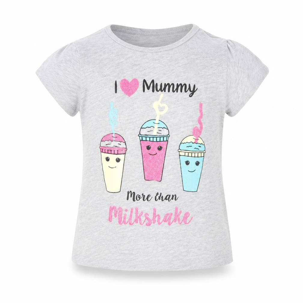 Front view of Pep&Co girls’ grey basic t-shirt, size 18-24, months