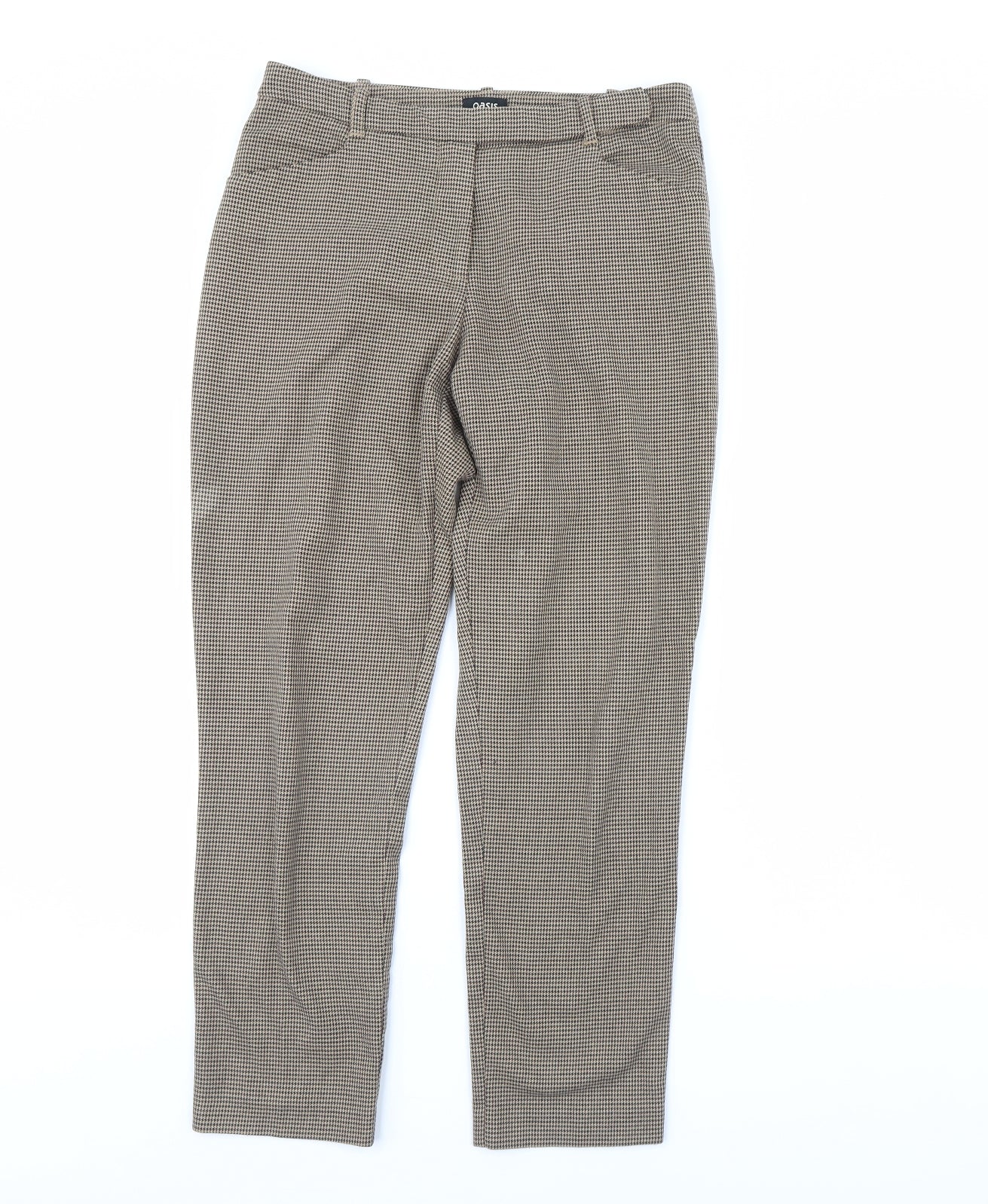 Oasis Womens Brown Herringbone  Trousers  Size 10 L27 in