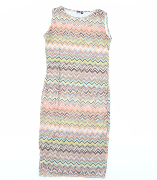 Graffic Womens Multicoloured Striped  Bodycon  Size M