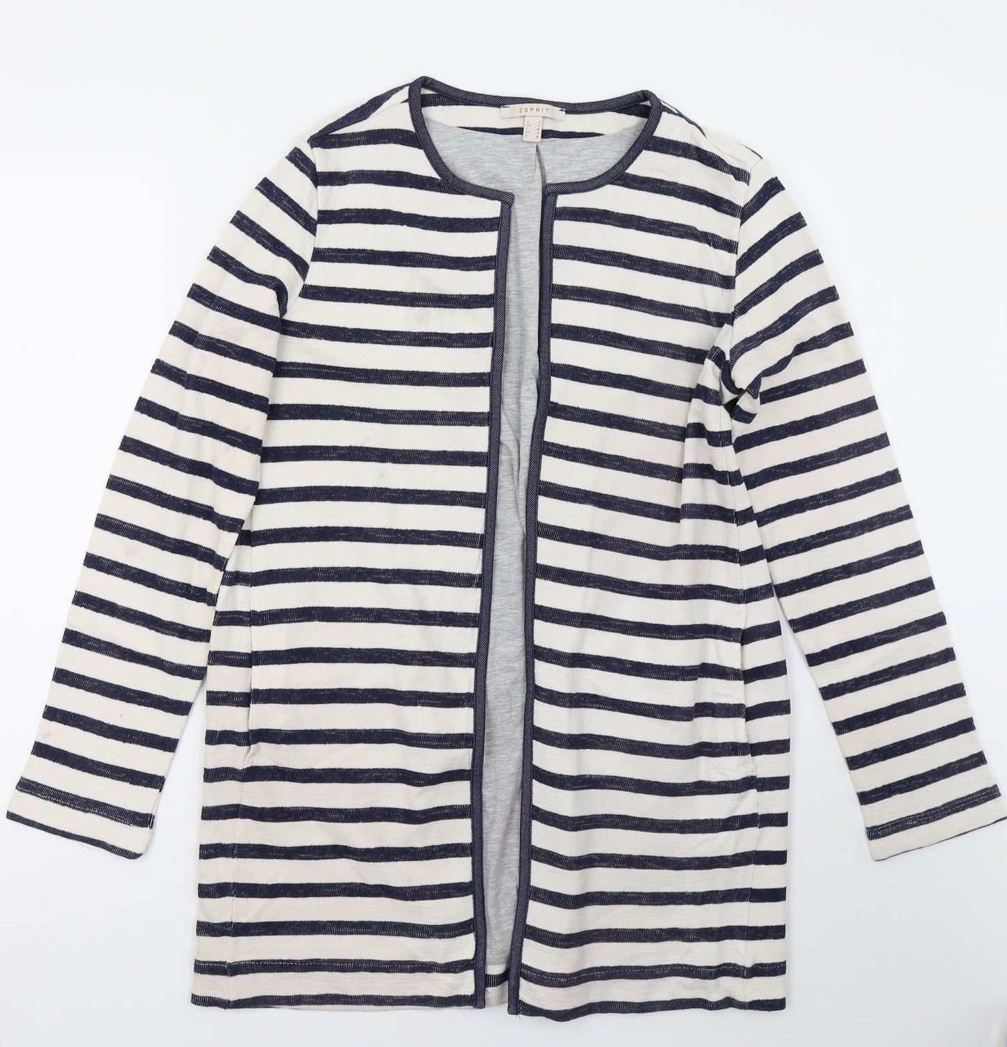 Espirit Womens White Striped  Cardigan Jumper Size S