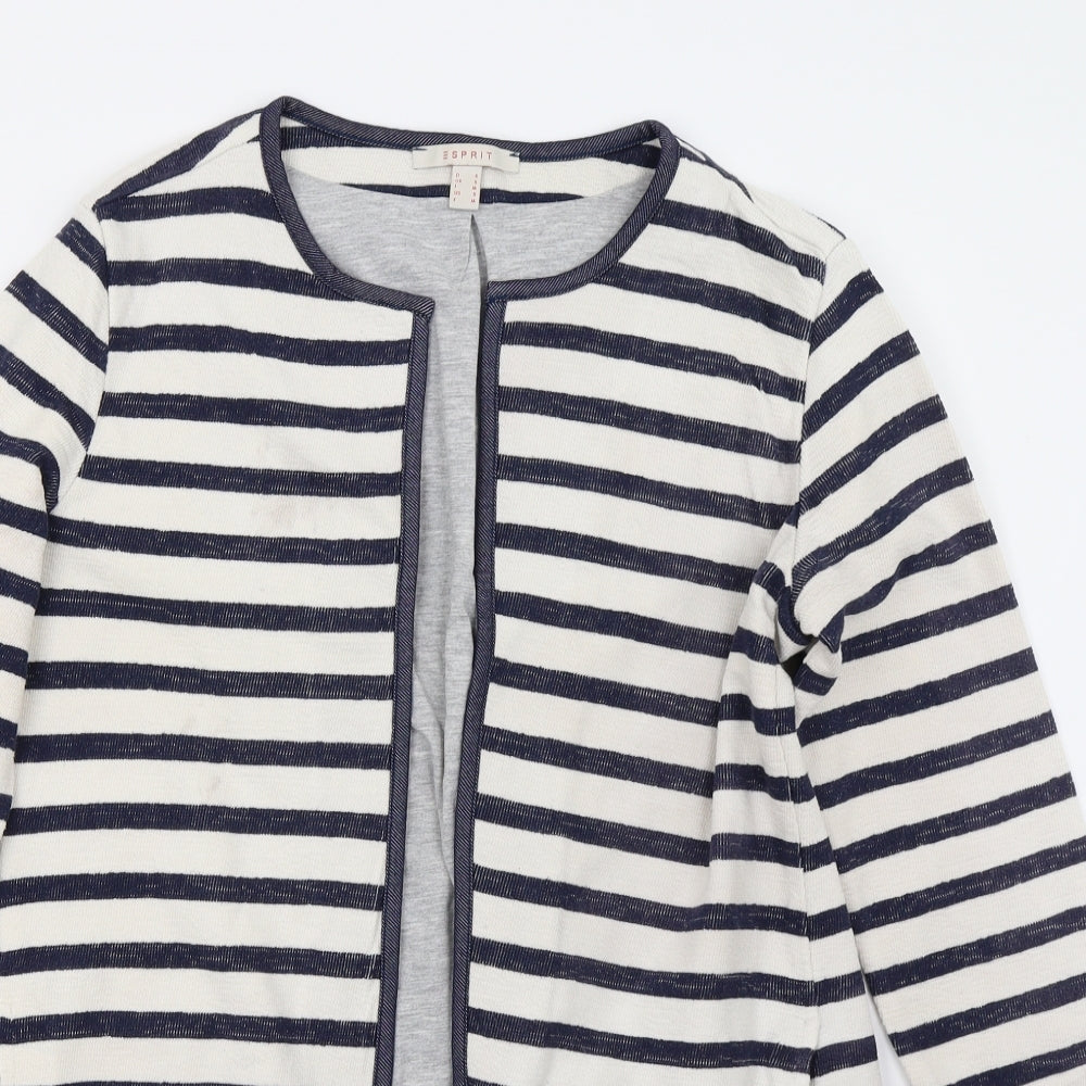 Espirit Womens White Striped  Cardigan Jumper Size S