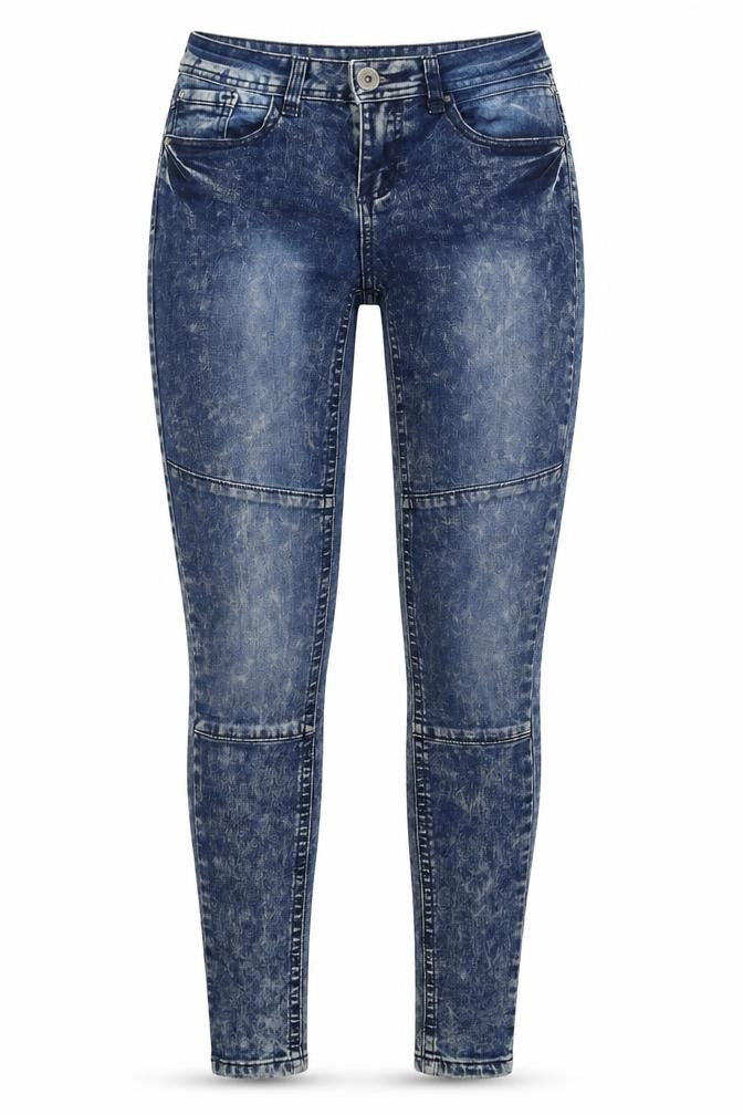 Front view of Denim & Co. women’s blue skinny jeans, size UK 6, 29-inch leg