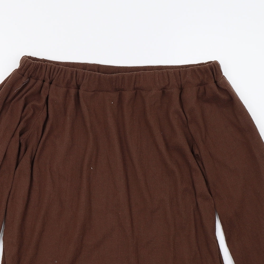 PRETTYLITTLETHING Womens Brown   Basic T-Shirt Size 10