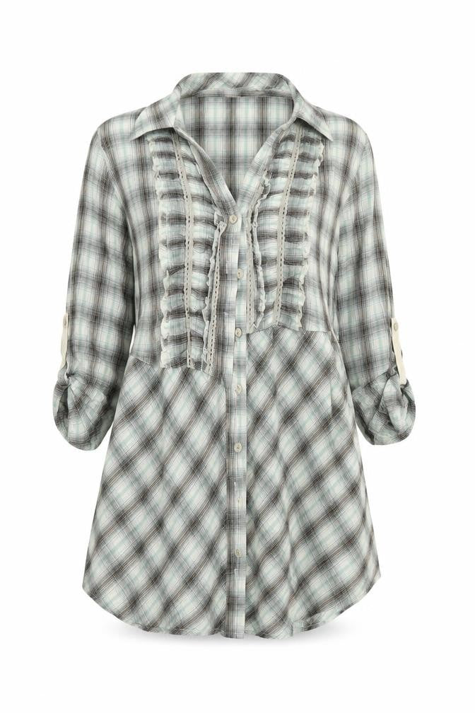Mamas  Womens Green Check  Basic Button-Up Size 10