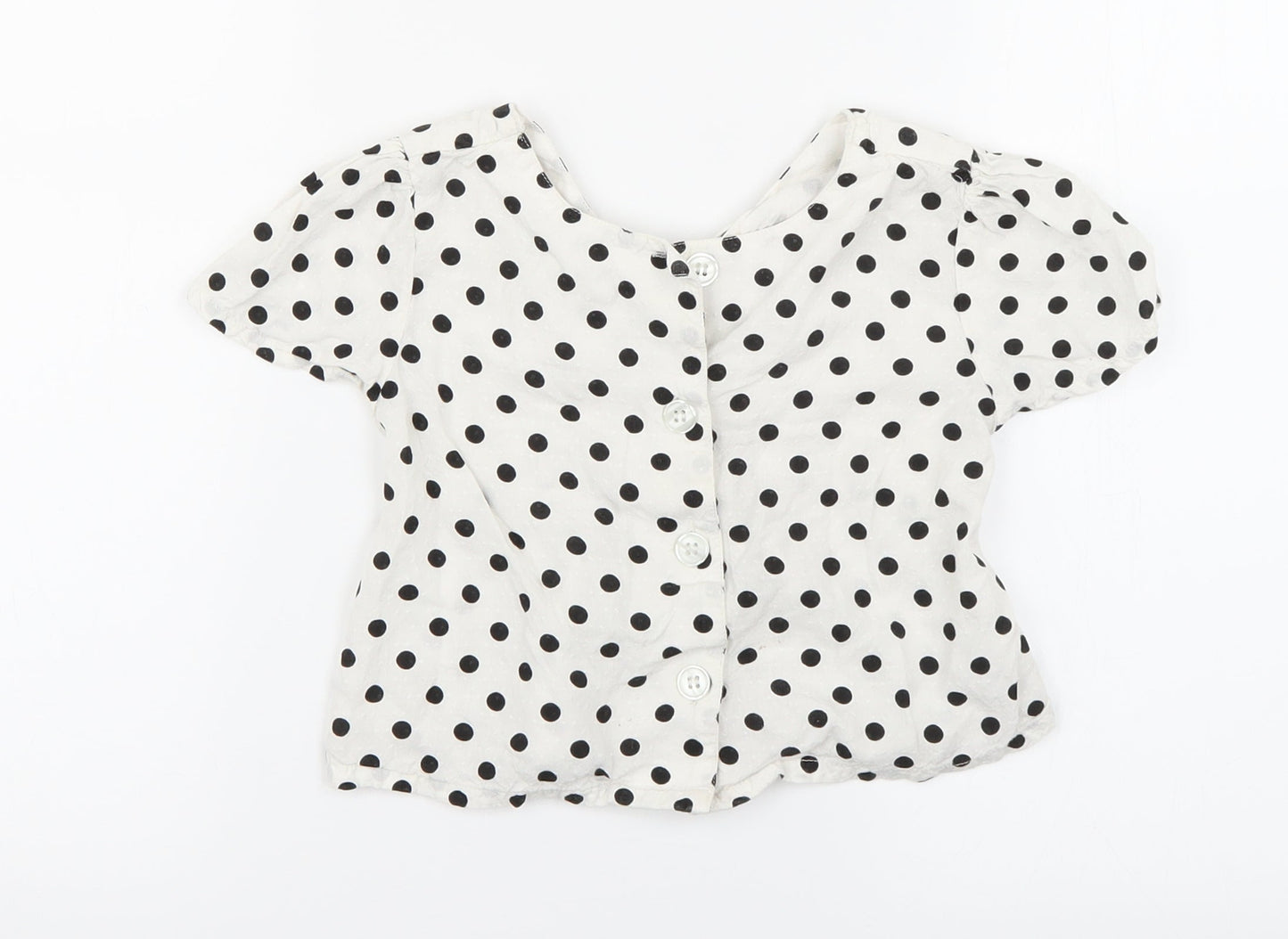 M&Co Girls White Polka Dot  Basic Blouse Size 5-6 Years