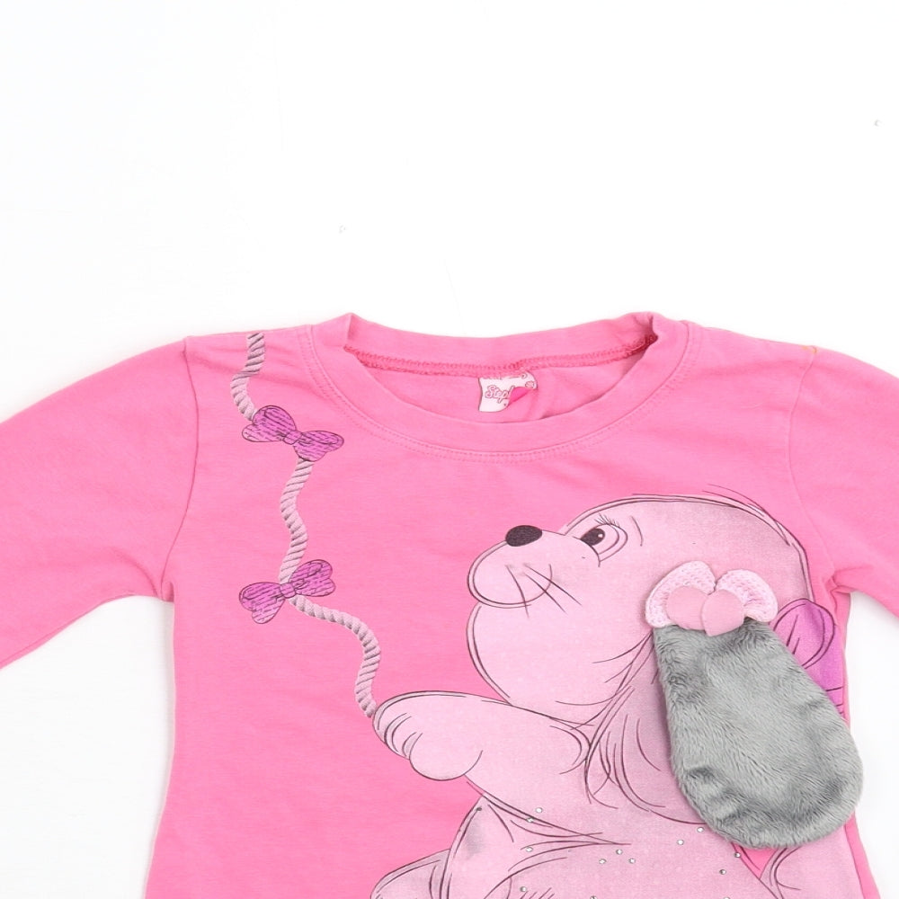 Stephanie Girls Pink   Basic T-Shirt Size 5-6 Years