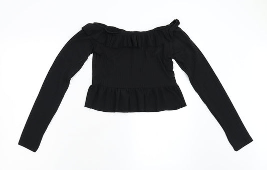 LX London Womens Black   Cropped Blouse Size 12