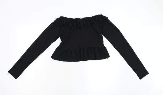 LX London Womens Black   Cropped Blouse Size 12