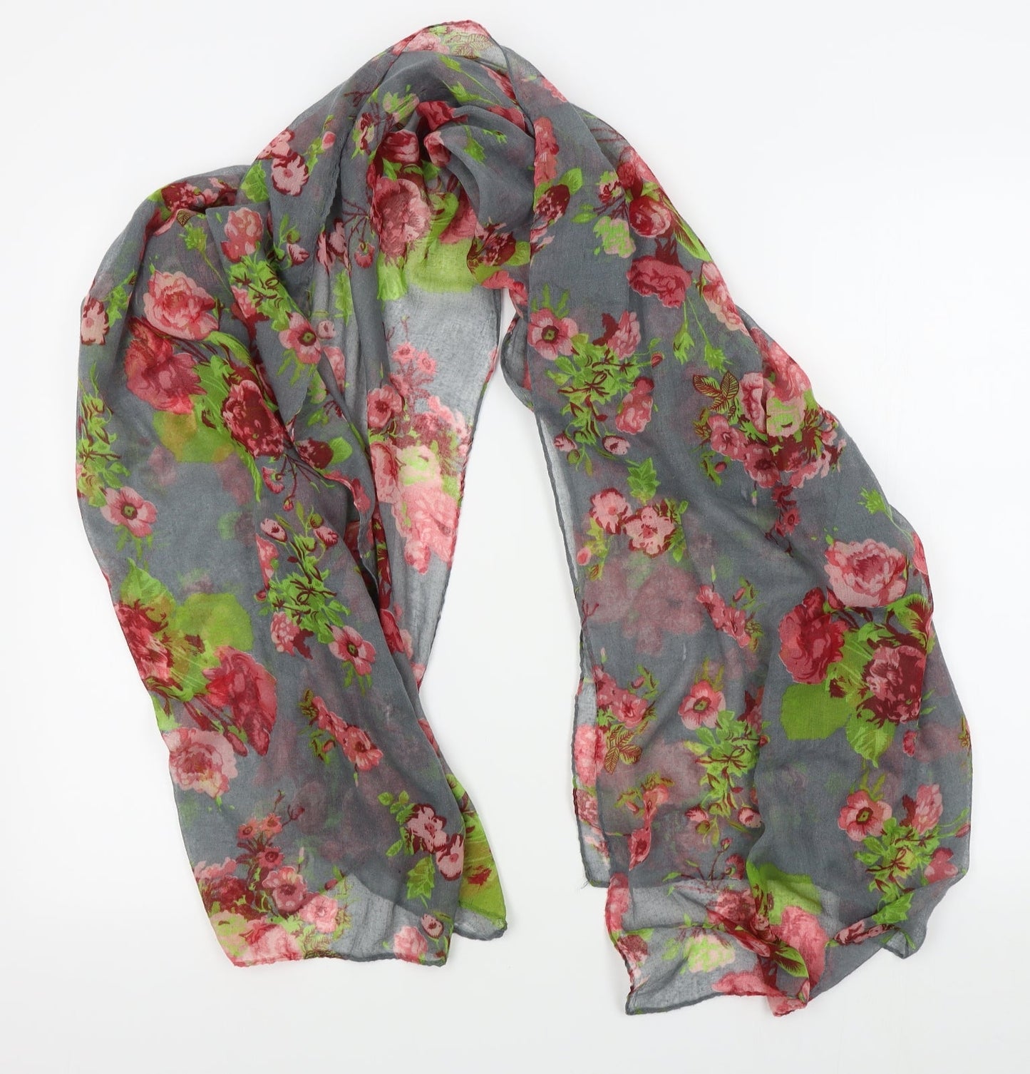 Preworn Womens Grey Floral   Scarf