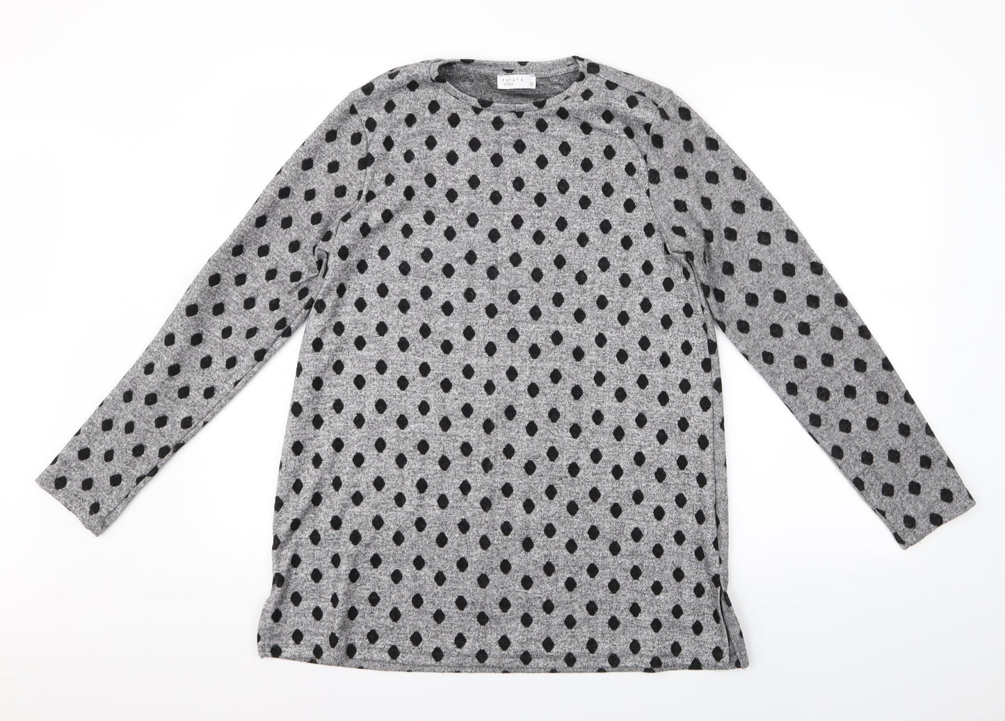 Papaya Womens Grey Argyle/Diamond  Pullover Jumper Size 10