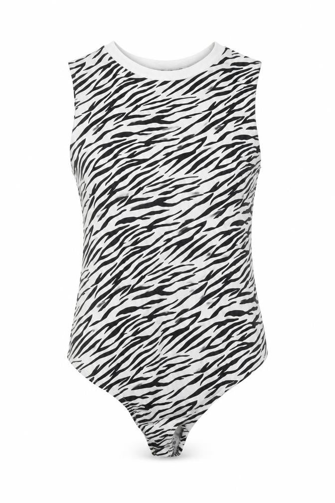 Front view of ASOS women’s white animal print romper one-piece, size UK 10