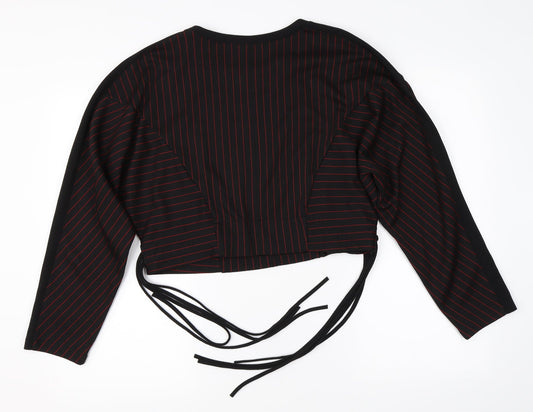 Zara Womens Black Striped  Shrug Jumper Size S