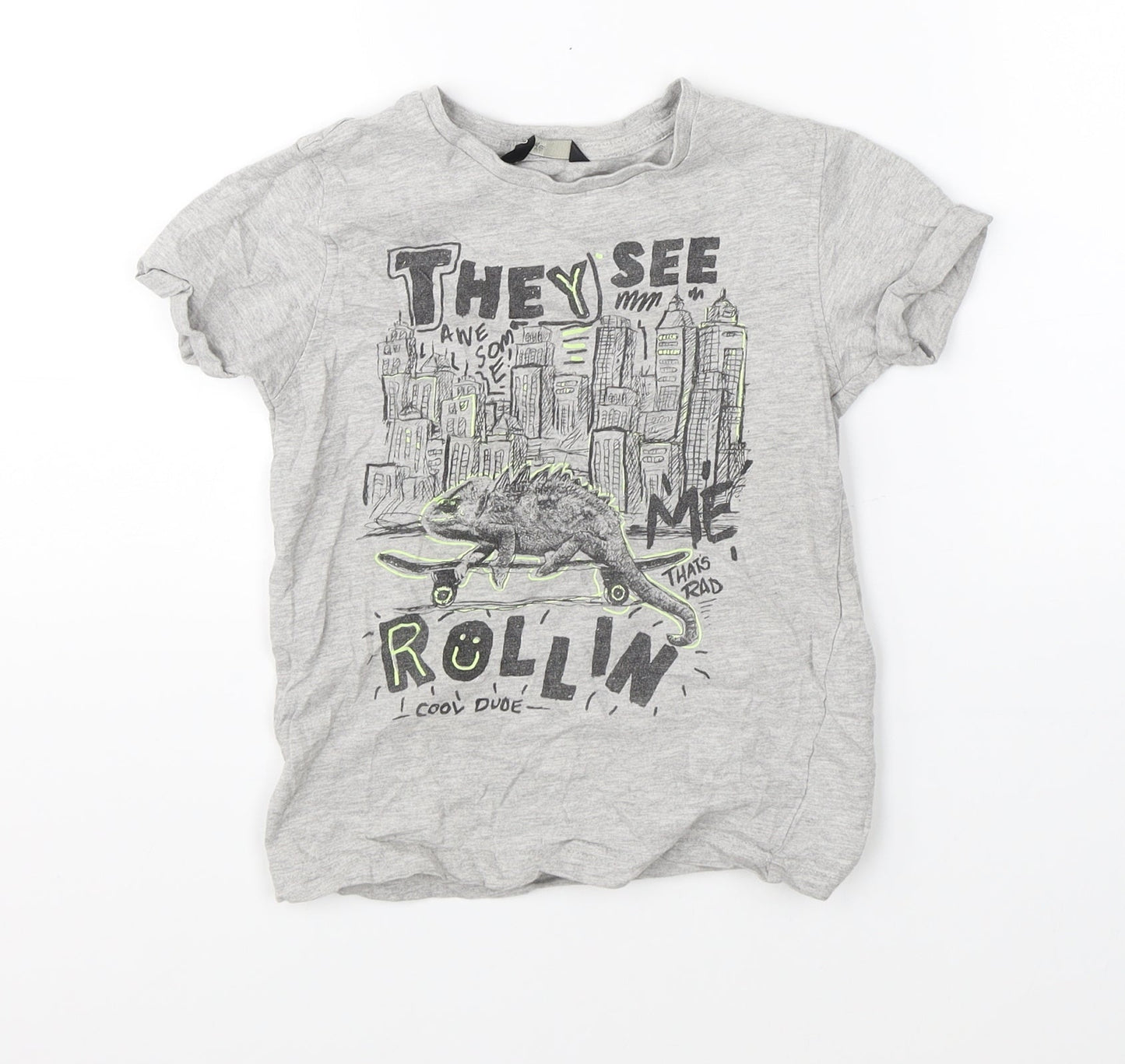 George Boys Grey   Basic T-Shirt Size 6-7 Years