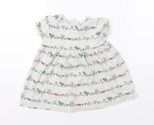 Mini Club Girls Grey   Shift  Size 3-6 Months  - vegetabels