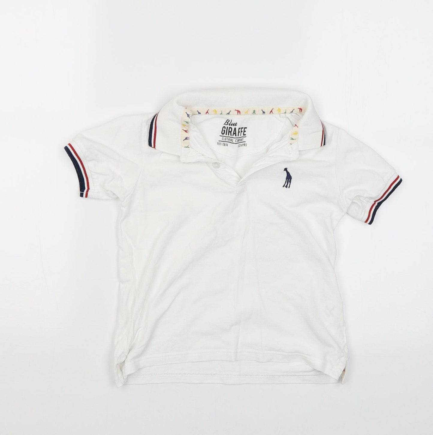 Blue Giraffe Boys White   Basic T-Shirt Size 6 Years