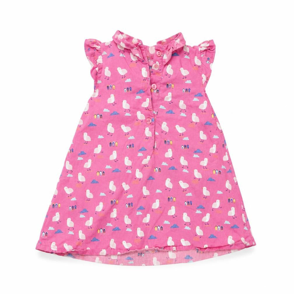 Front view of Mini Club girls’ purple t-shirt dress, size 3-6, months