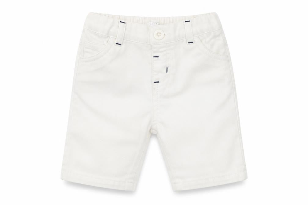 Front view of Early Days Baby White Denim Cropped Trousers, size 0-3, Months